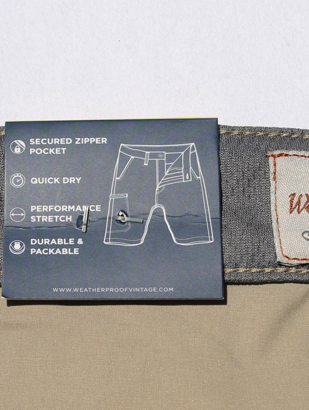 Weatherproof Vintage Men's Flat Front Gray Stretch Trail Short. - Picture 12 of 13